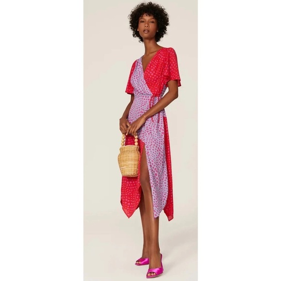 Adelyn Rae Polka Dot ColorblockLorna Midi Dress Size Small